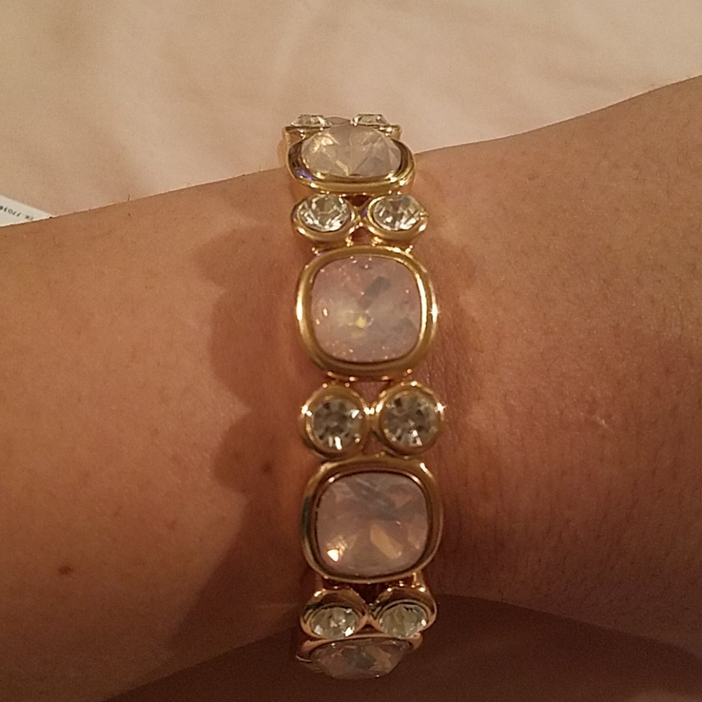 Charming Charlie NWT Light Pink and Gold Stretch Bracelet